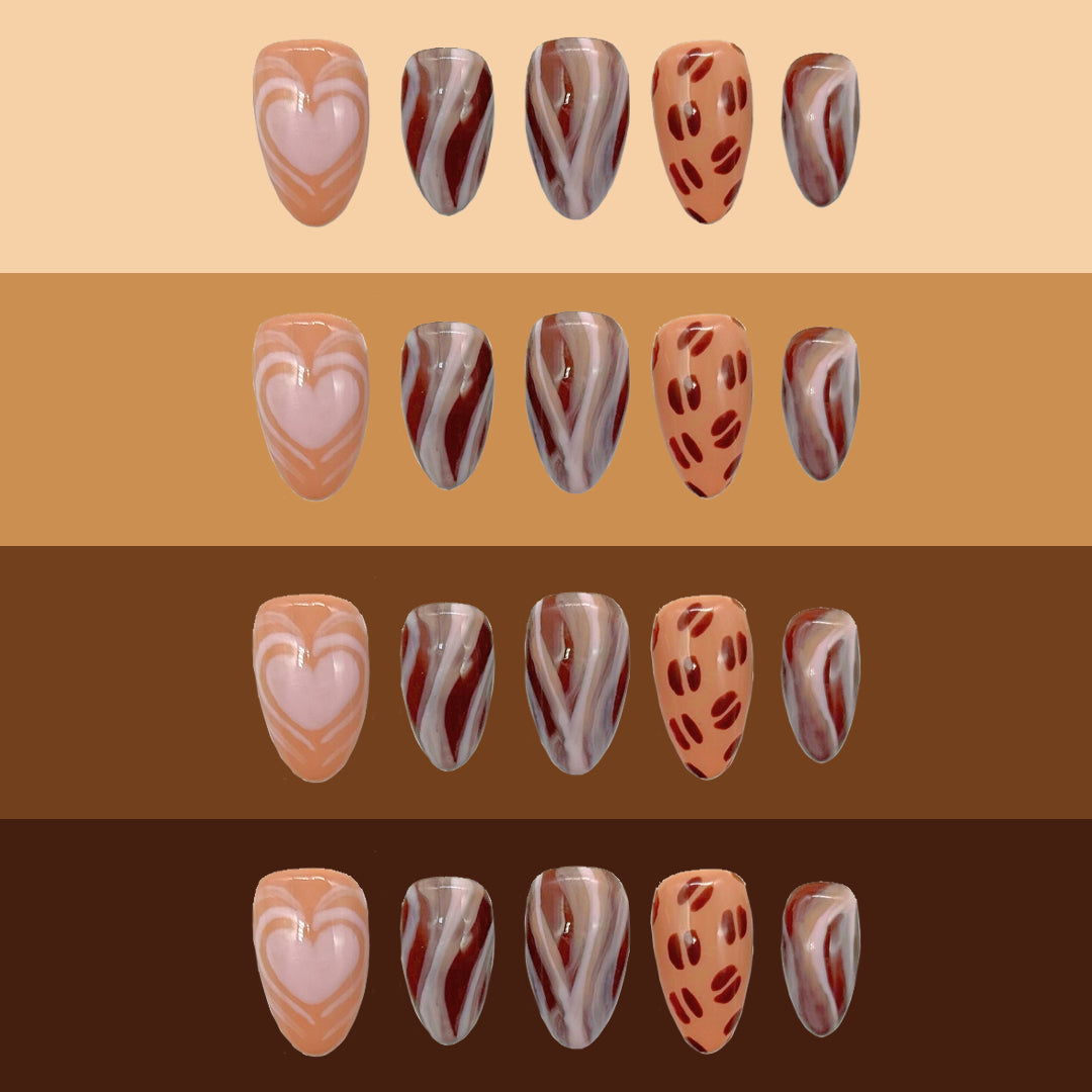 Cafe Latte nails on different skin tone colors.
