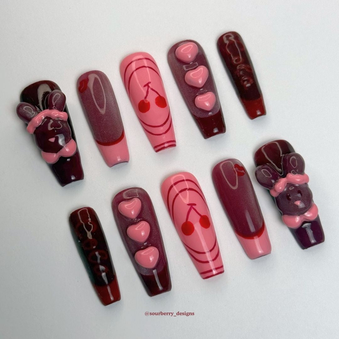 Cherry Cola nails at a different angle.