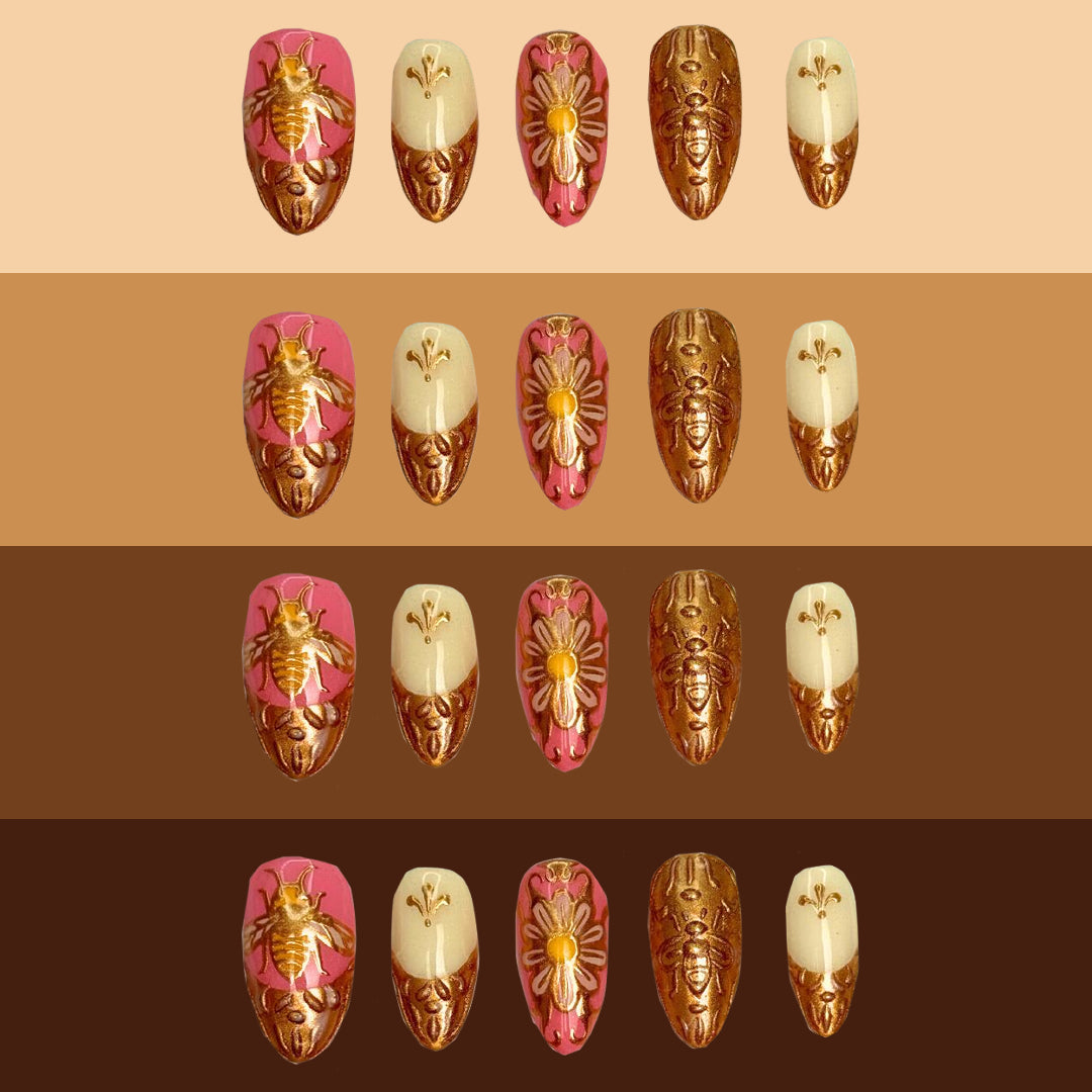 Royal Honey nails on different skin tones.