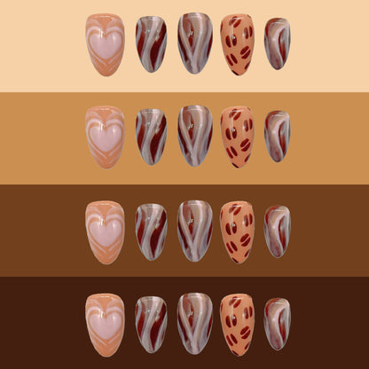 Cafe Latte nails on different skin tone colors.